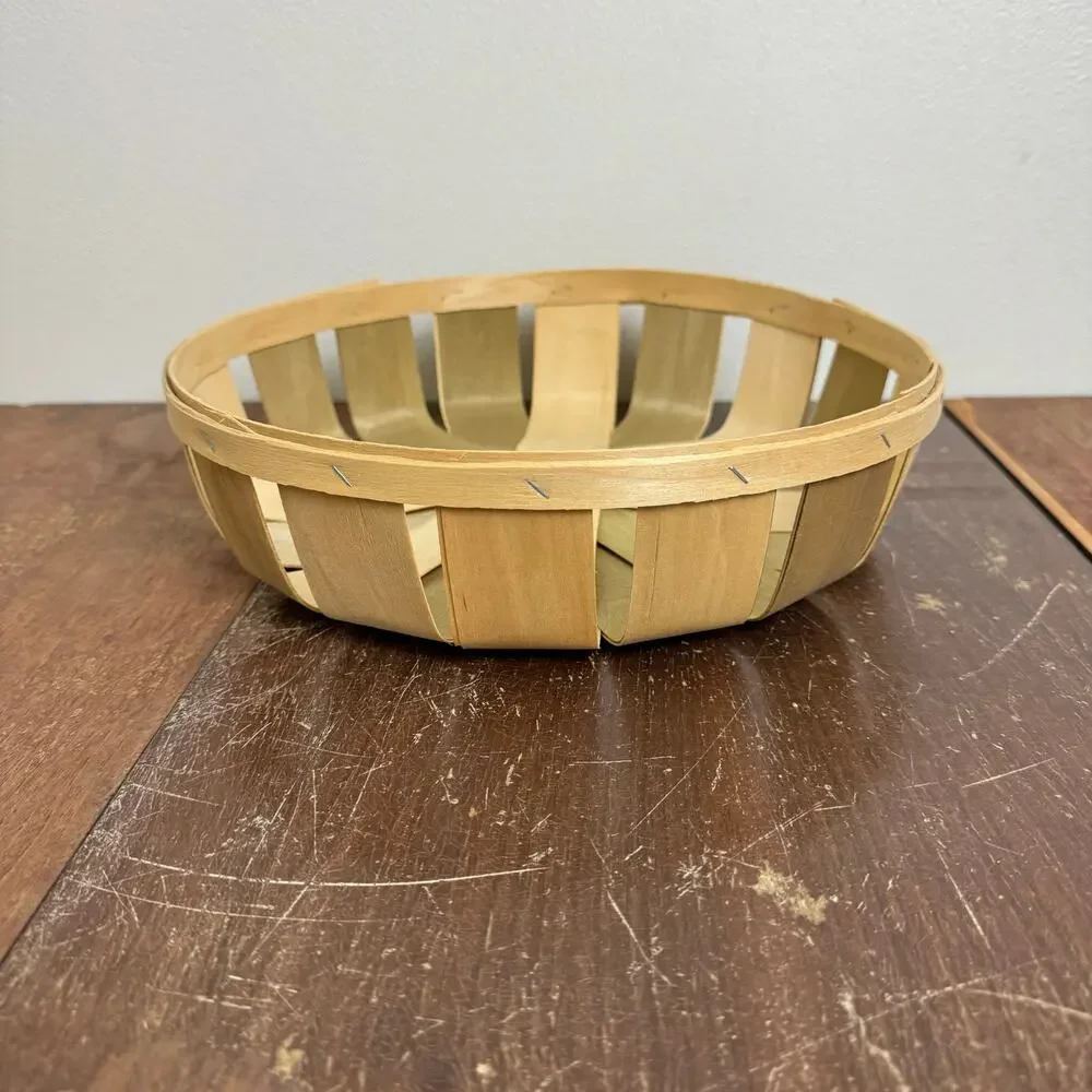 Round Shallow Harvest Basket Vintage Retro‎ Farmhouse Wall Decor